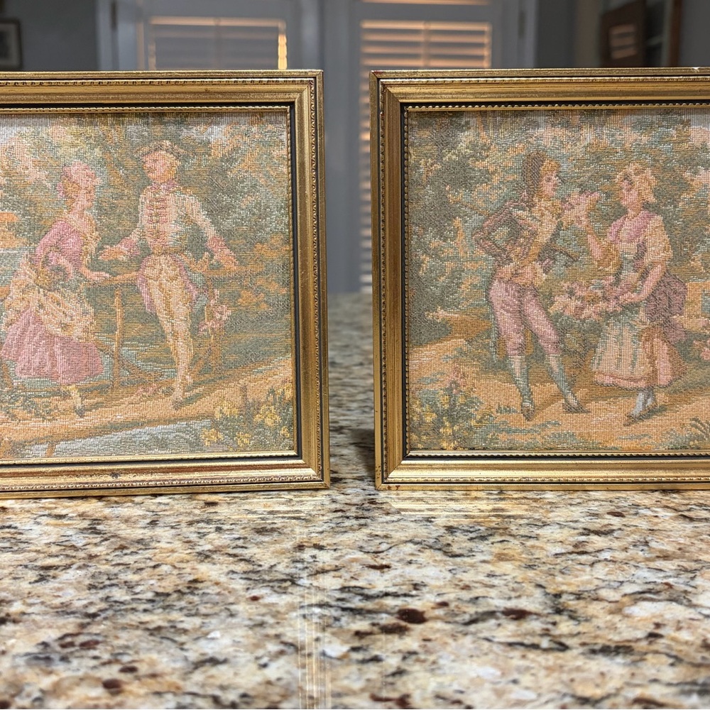 Gold Framed Tapestry Art Set